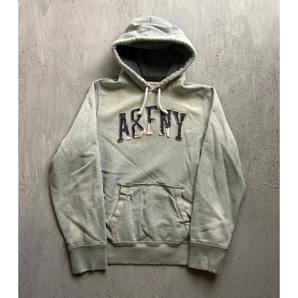 Vintage Abercrombie & Fitch Hoodie XXL Gray 2000s Y2K Distressed
